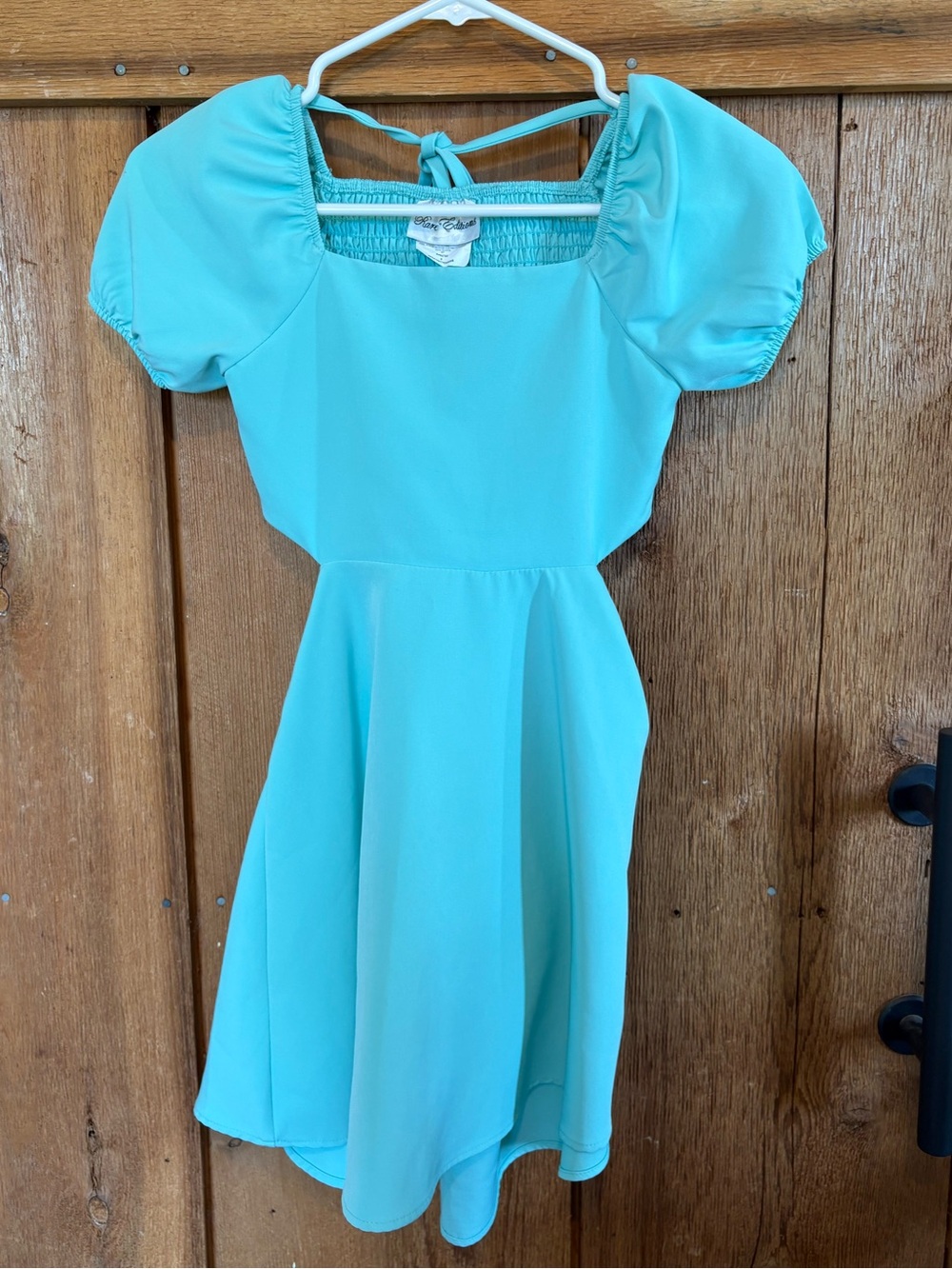 Rare Editions Aqua Puff-Sleeve Fit & Flare Dress